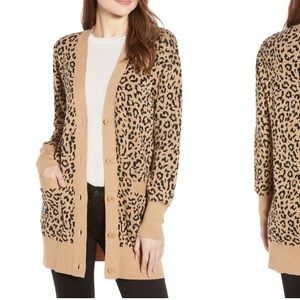 J. Crew women’s small Jaquard Leopard cardigan